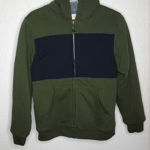 EUC Wonder Nation Boys Green Black Long Sleeve Soft Hooded Jacket (Size: XL)